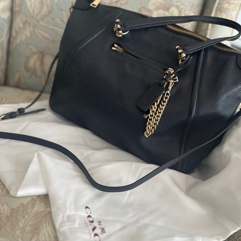 Coach Dark Blue Leather Shoulder Bag